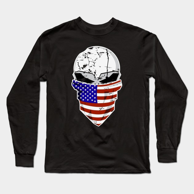 American Skull Long Sleeve T-Shirt by Paulio cheeze